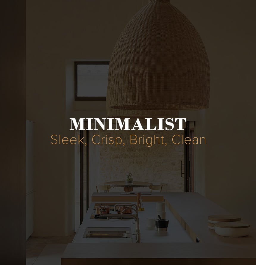 Minimalist design that is described as sleek, crisp, bright, and clean.