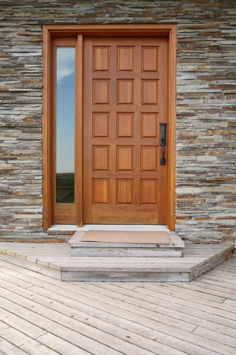 front door design made of cedar wood