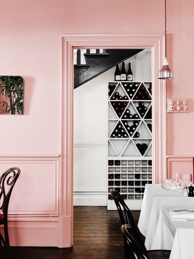 Door frame Door frame with a pink color creates a unique accent.