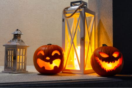 halloween pumpkins and lights