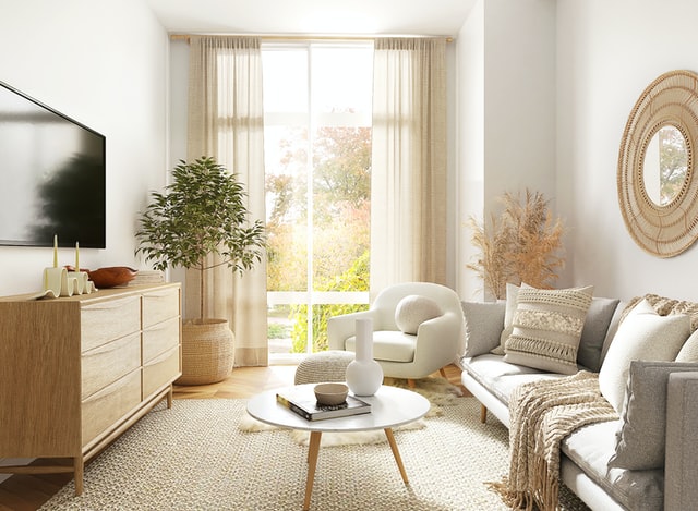 neutral colors in a modern living room