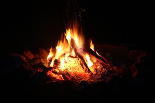 A bonfire during the night