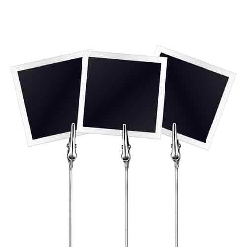 three photo frames with white background