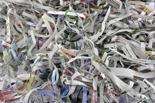 full of shredded newspapers