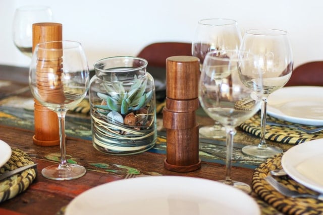 Wine glasses and an elegant table arrangement