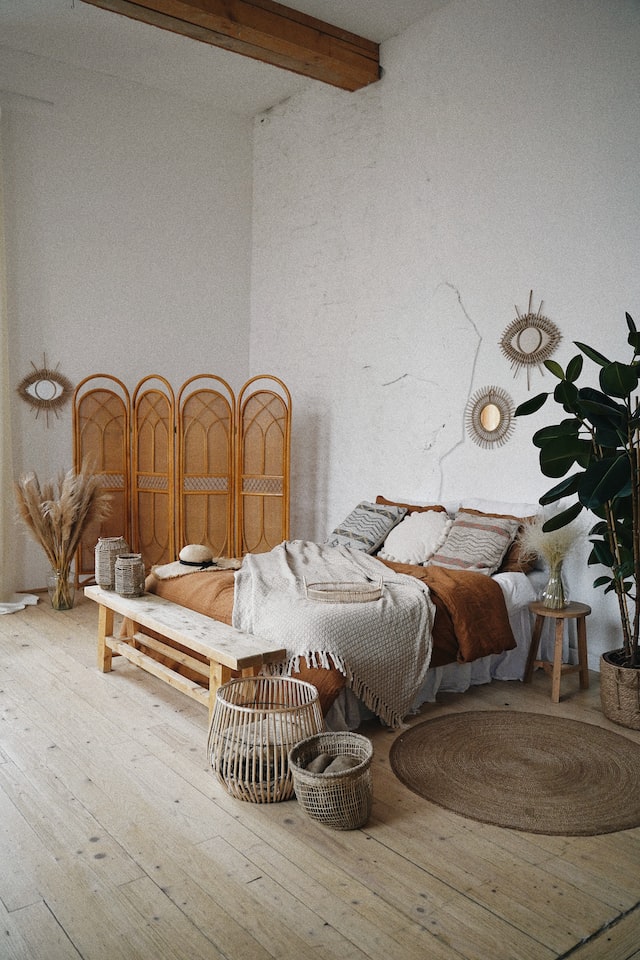 brown wooden style in bedroom